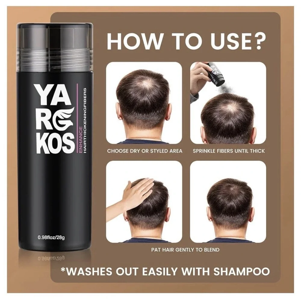 Yarkos Enhance Hair Thickening Fibers Dark Brown #4 Instant Coverage 28g 0.98oz